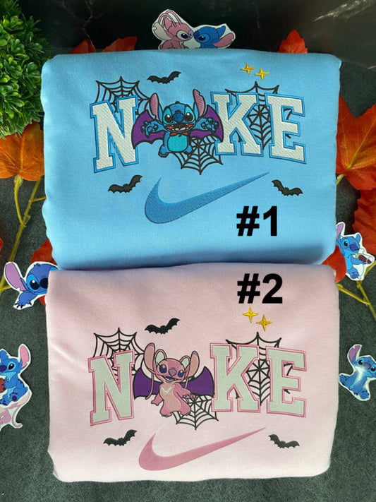 Stitch And Angel Halloween Embroidered Sweatshirts