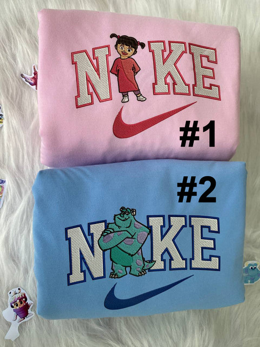 James Sullivan And Boo Monsters Disney Nike Embroidered Sweatshirts