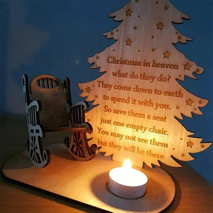 CHRISTMAS IN HEAVEN WITH CHAIR - PERSONALIZED CUSTOM CANDLE HOLDER