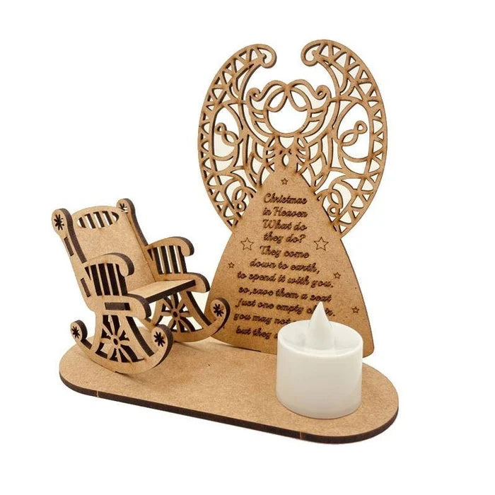 CHRISTMAS IN HEAVEN WITH CHAIR - PERSONALIZED CUSTOM CANDLE HOLDER