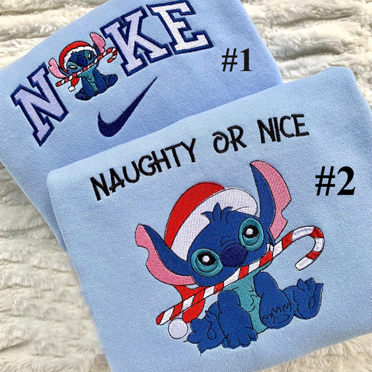 Stitch Christmas Lights Embroidered Sweatshirt