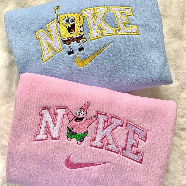 Spongebob and Patrick Matching Embroidered Sweatshirt