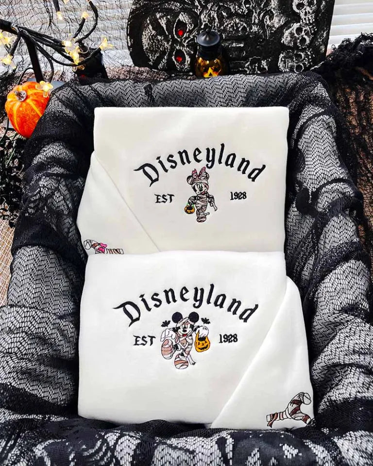 Mickey and Minnie mummy Halloween Embroidered Shirt