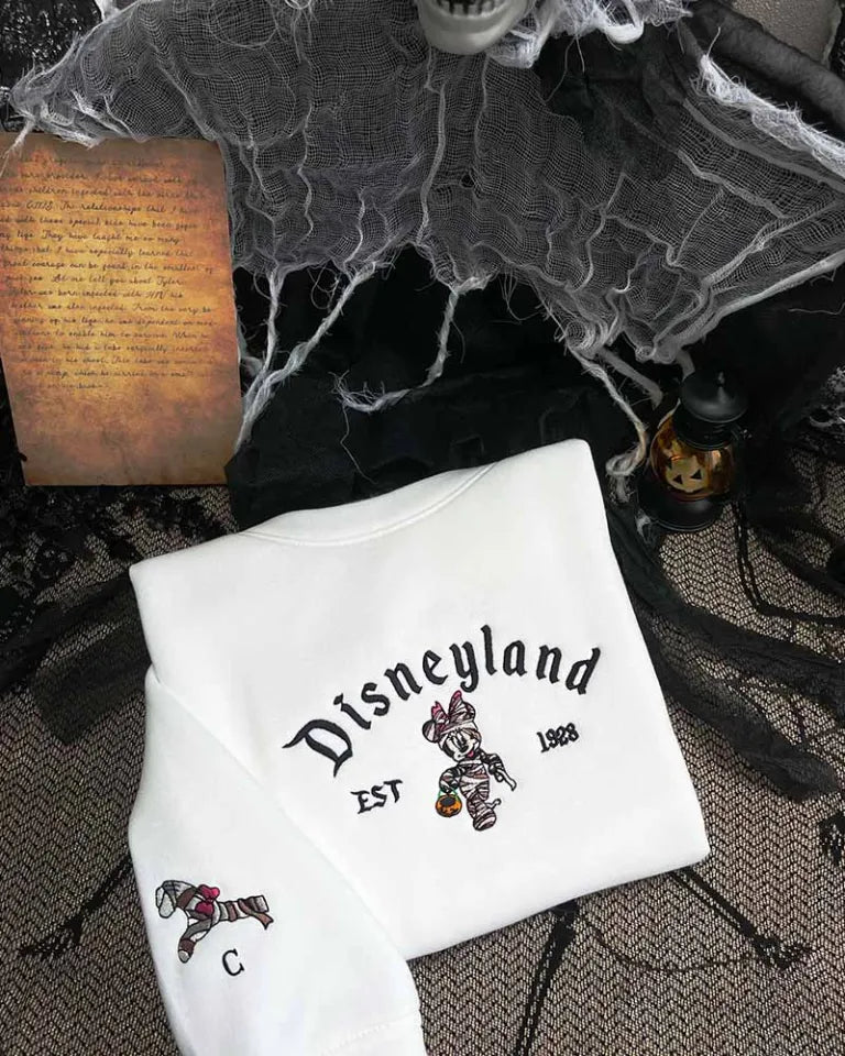 Mickey and Minnie mummy Halloween Embroidered Shirt