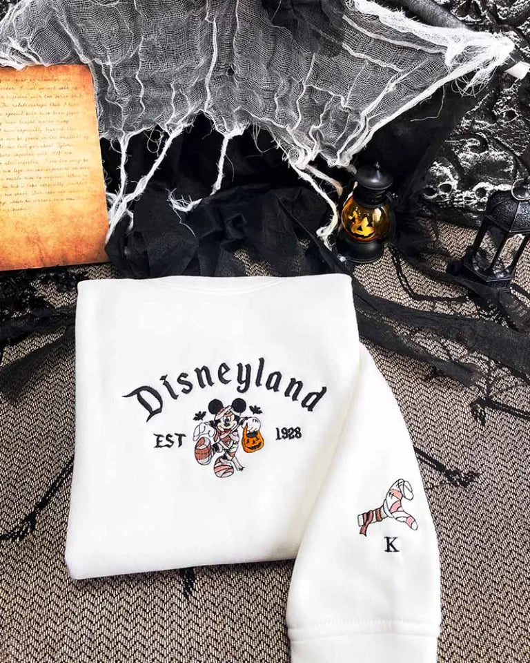 Mickey and Minnie mummy Halloween Embroidered Shirt