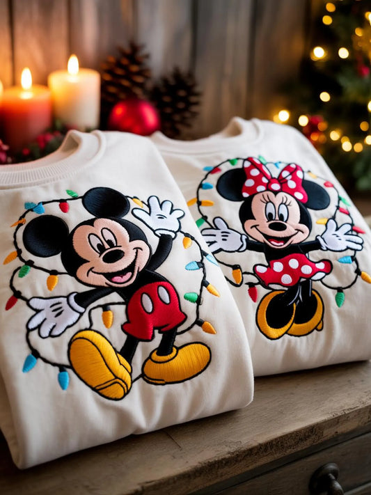 Mickey Minnie Christmas Embroidered Sweatshirt