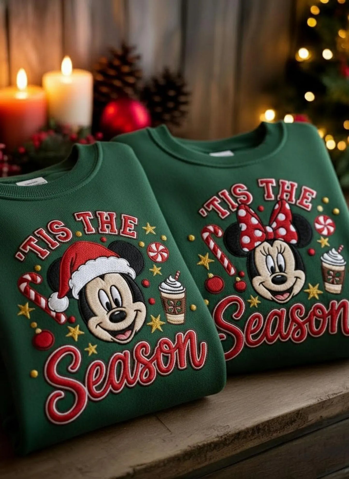 Disney Tis the Season  Mickey and Minnie Embroidered Sweatshirt