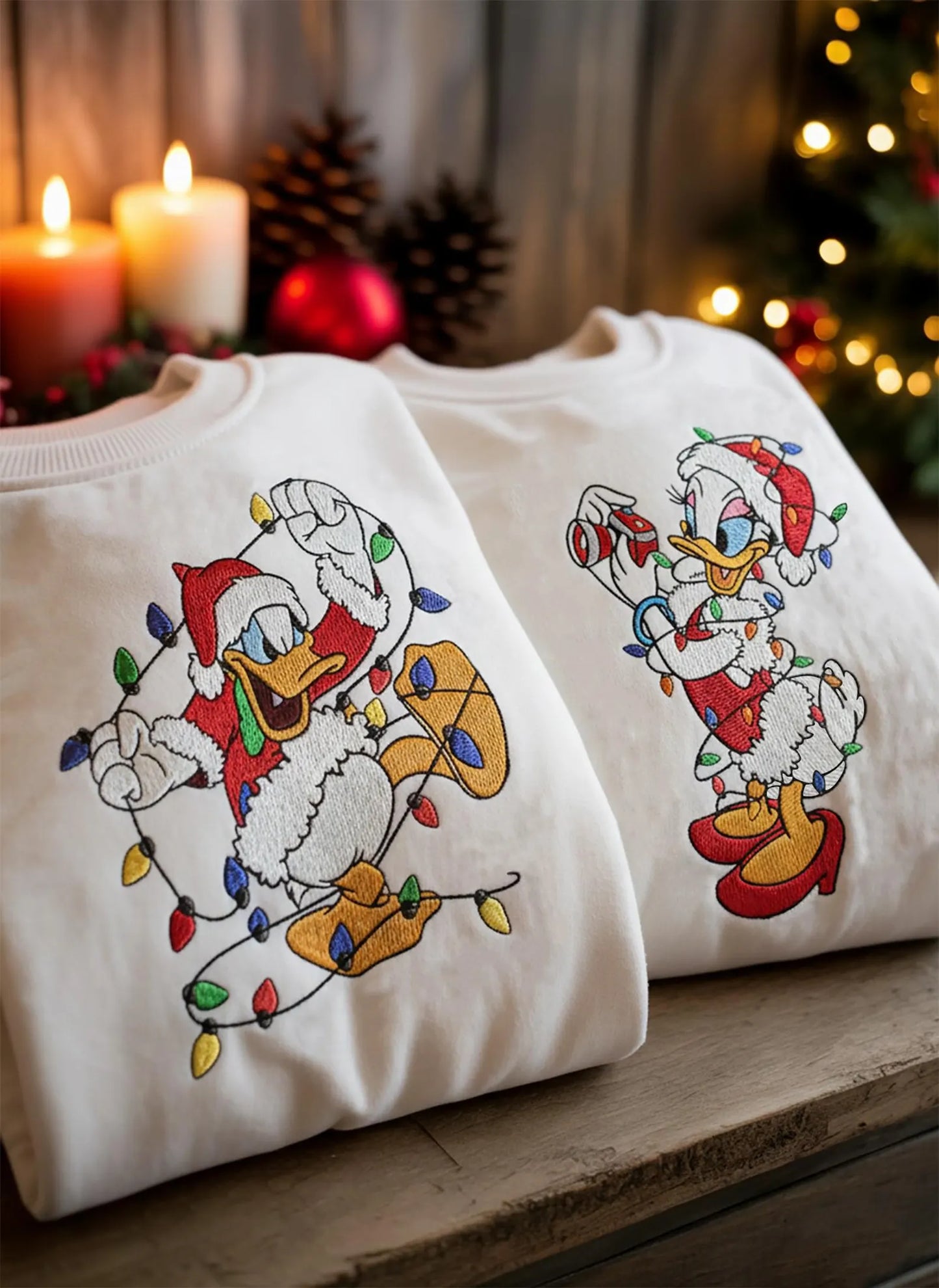 Donald Daisy Christmas Embroidery Sweatshirt