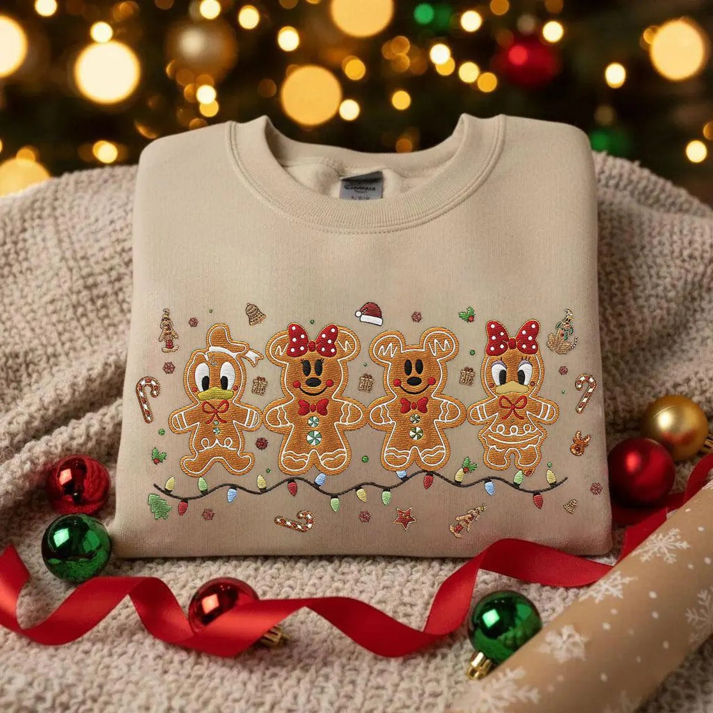 Mickey Gingerbread Embroidery Sweatshirt