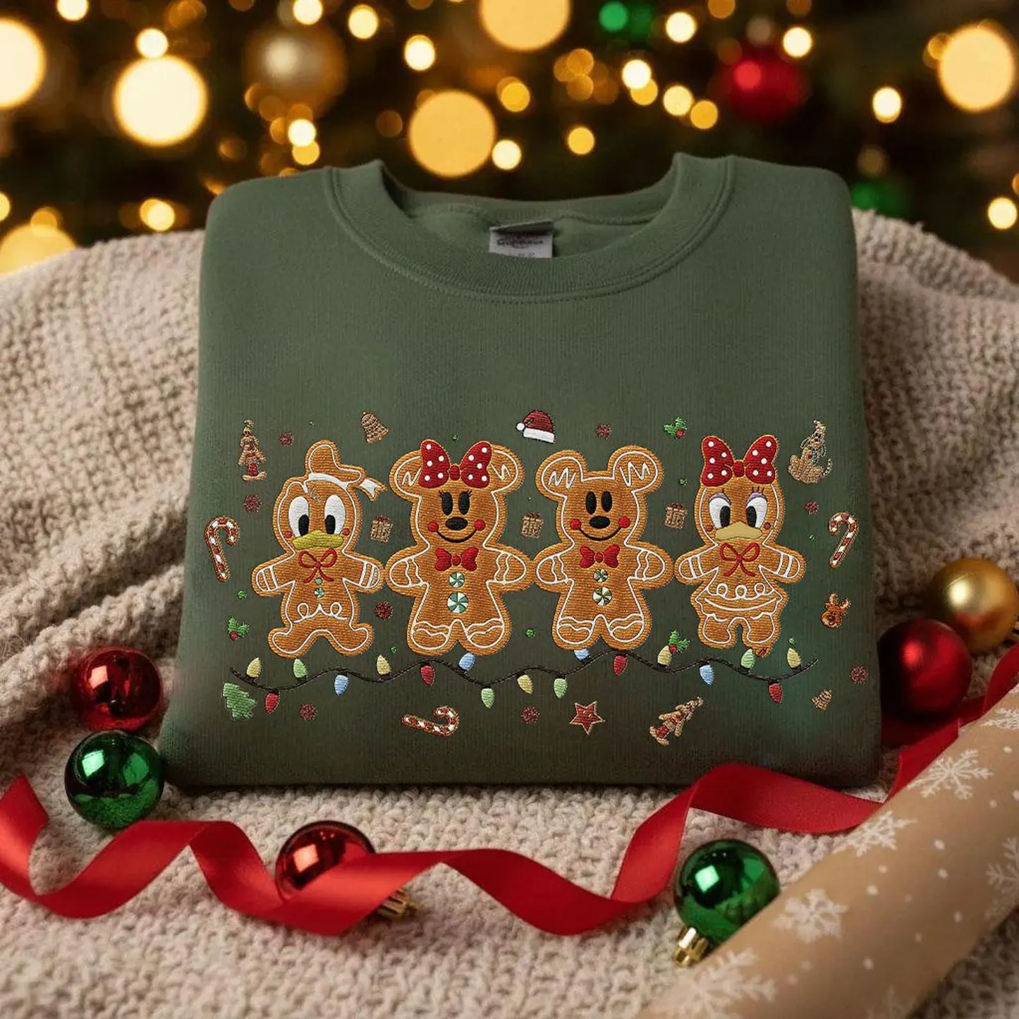 Mickey Gingerbread Embroidery Sweatshirt