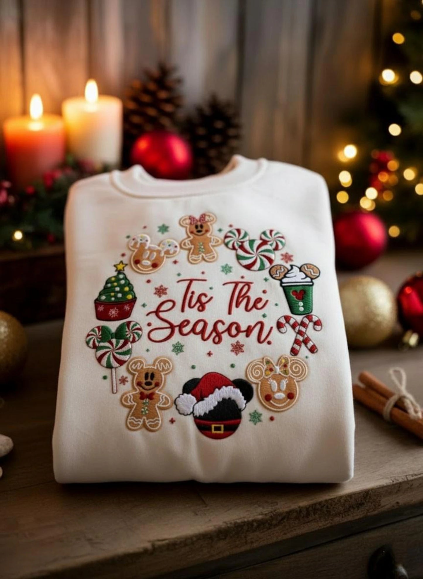Disney Snack Tis the Season Christmas Embroidered Sweatshirt