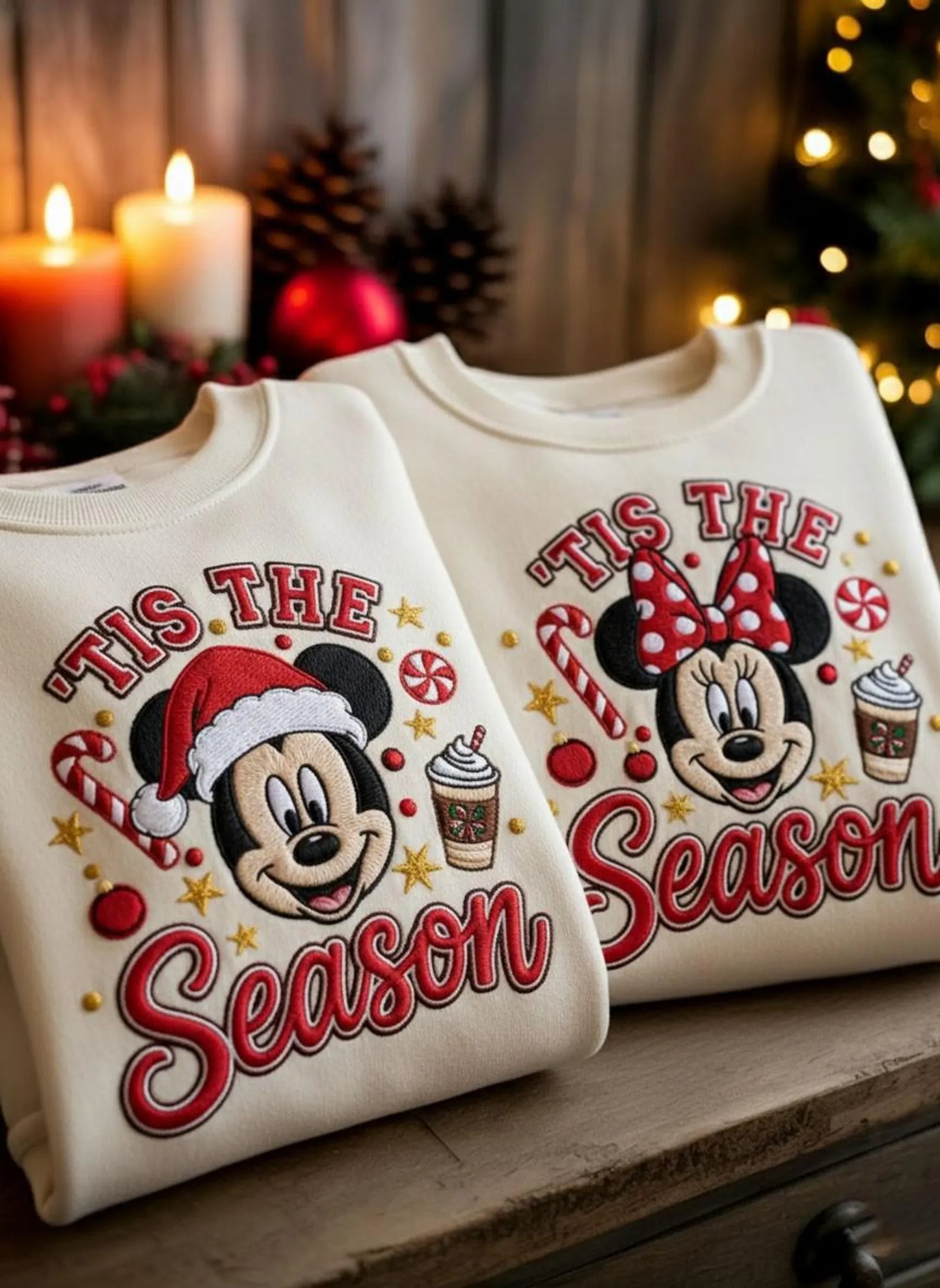 Disney Tis the Season  Mickey and Minnie Embroidered Sweatshirt