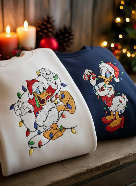 Donald Daisy Christmas Embroidery Sweatshirt