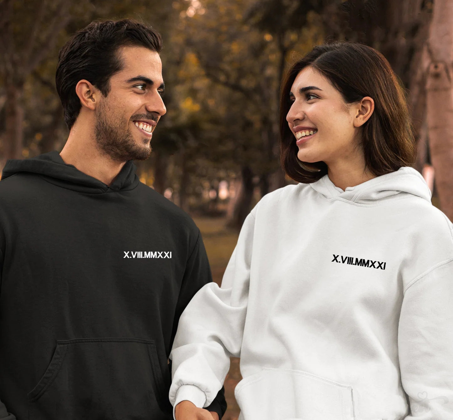 Custom Embroidered Couple Roman Numeral Sweatshirt