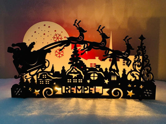 Personalized Wood Santa and Reindeer Decoration