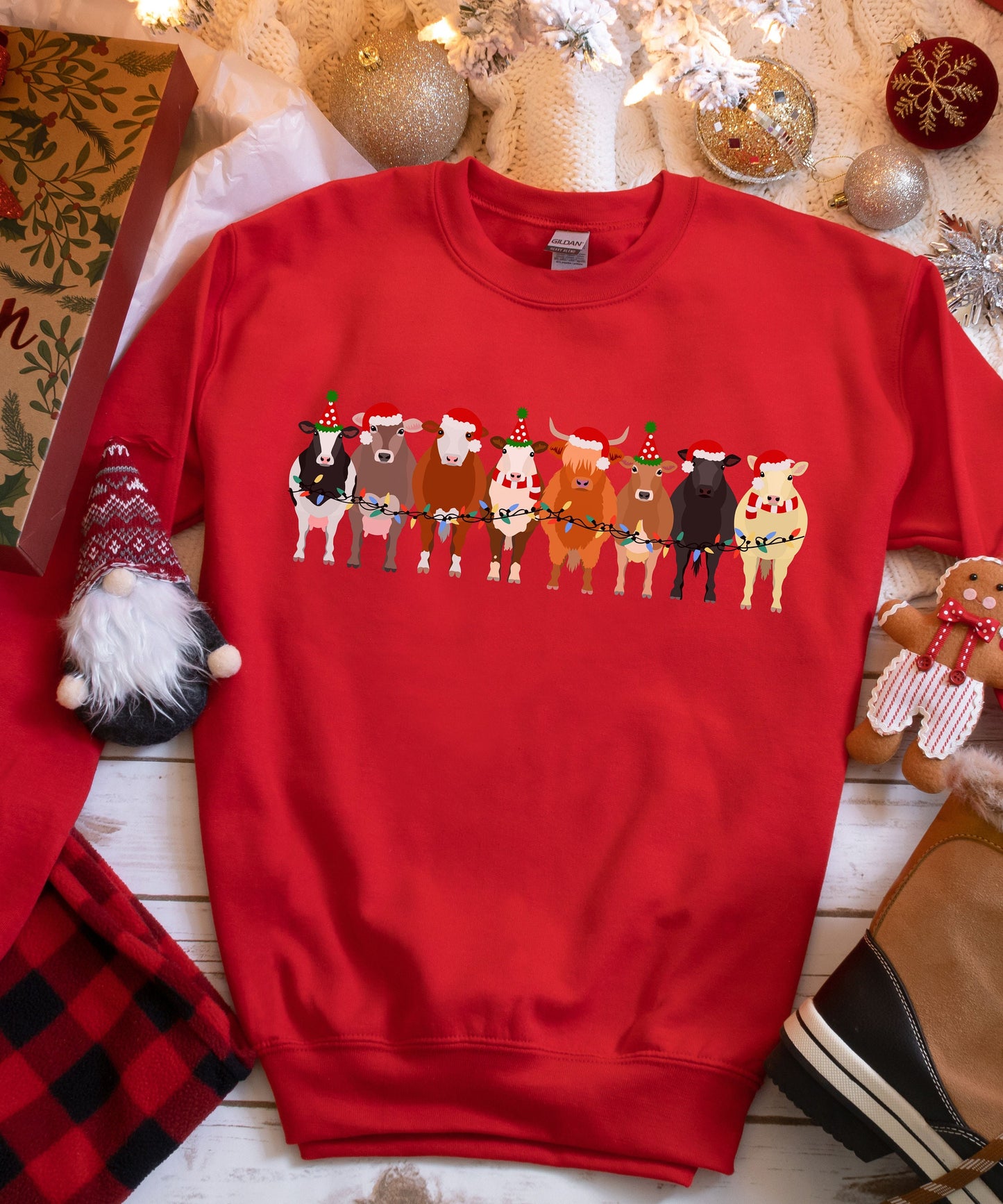 Cute Cow Farm Animals Holiday Shirt