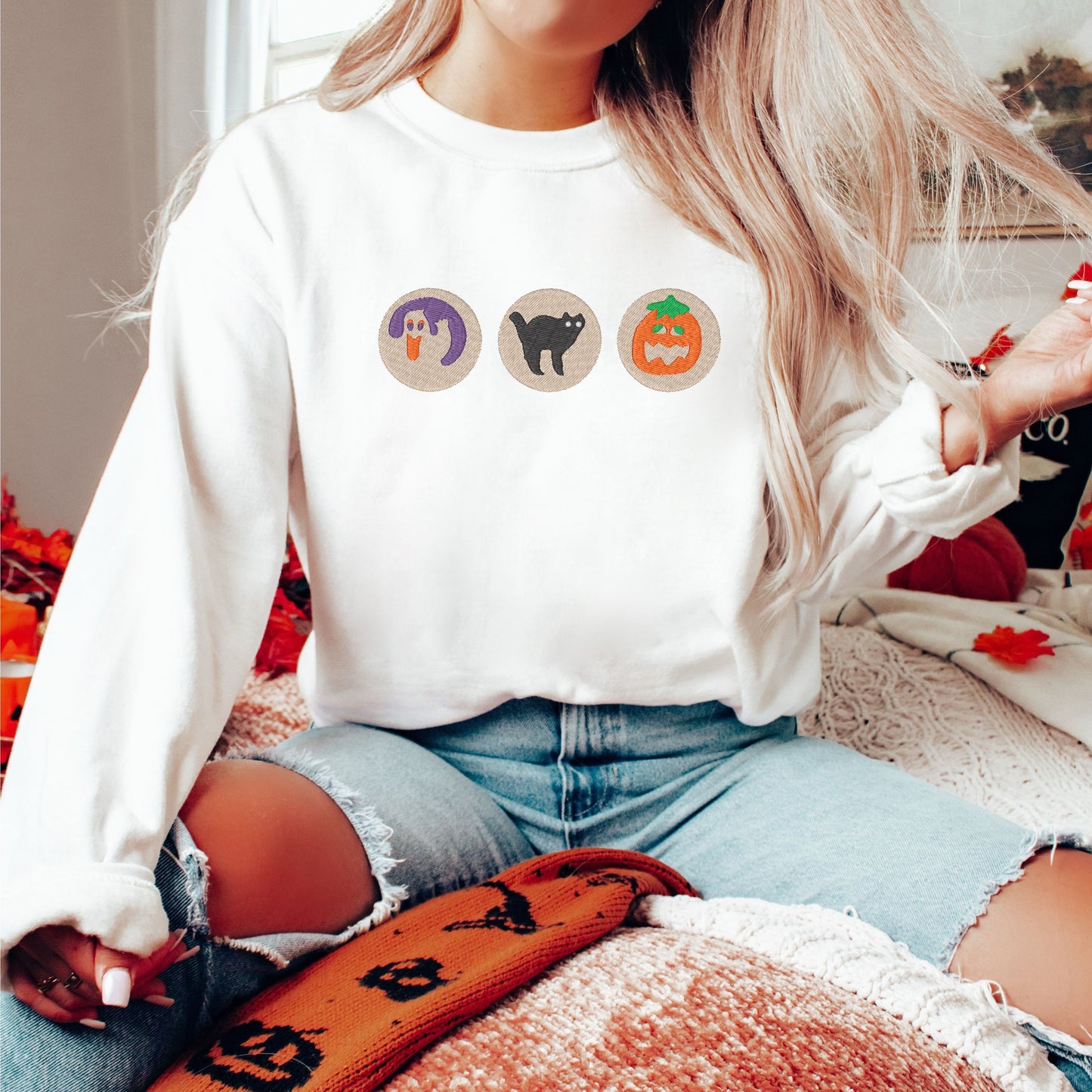 Halloween Sweatshirt Embroidered