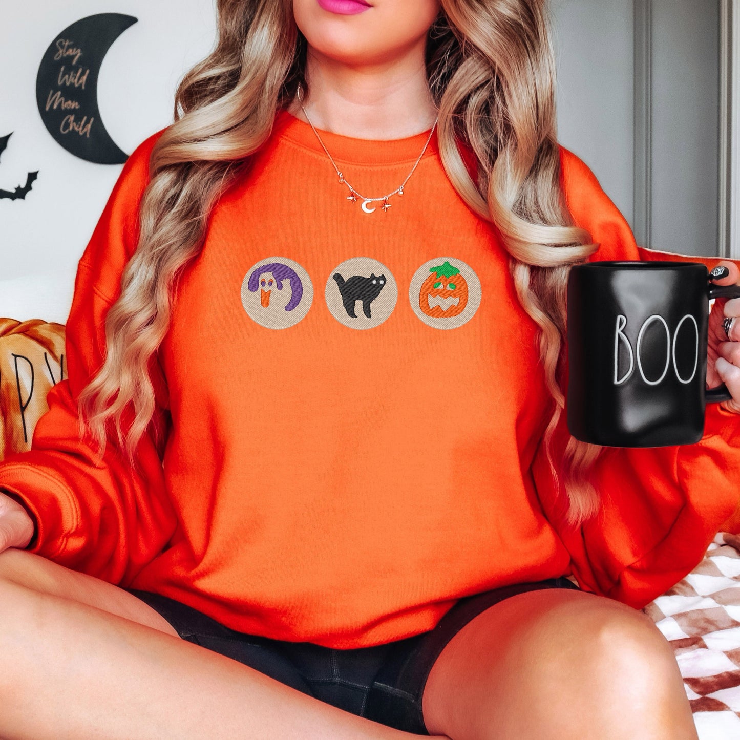 Halloween Sweatshirt Embroidered