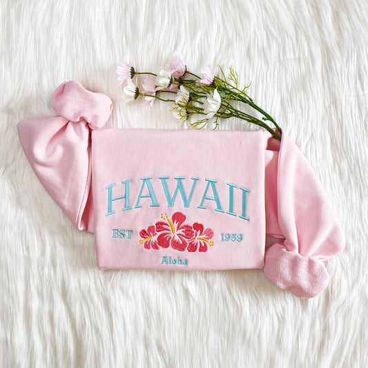 Hawaii Aloha State Embroidered Sweatshirt