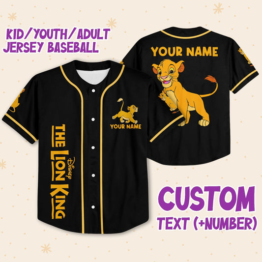 Personalize The Lion King Simba Lovely Black Disney Baseball Jersey for Kids, Youth, Adult