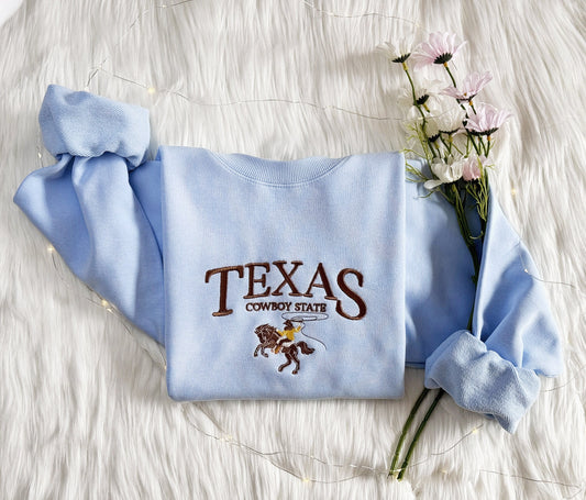 Texas Cowboy State Embroidered Sweatshirt