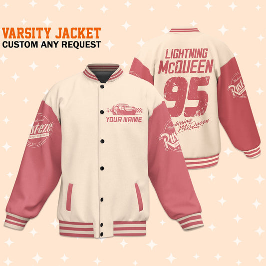 Personalize Cars Lightning McQueen Retro Rust-eze Varsity Jacket