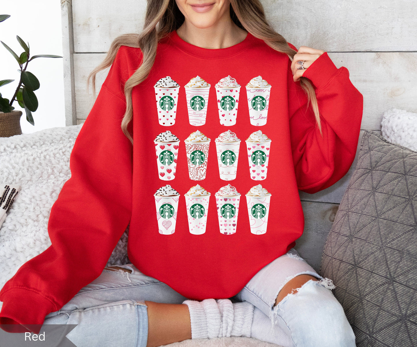 Valentines Day Starbucks Cup Sweatshirt