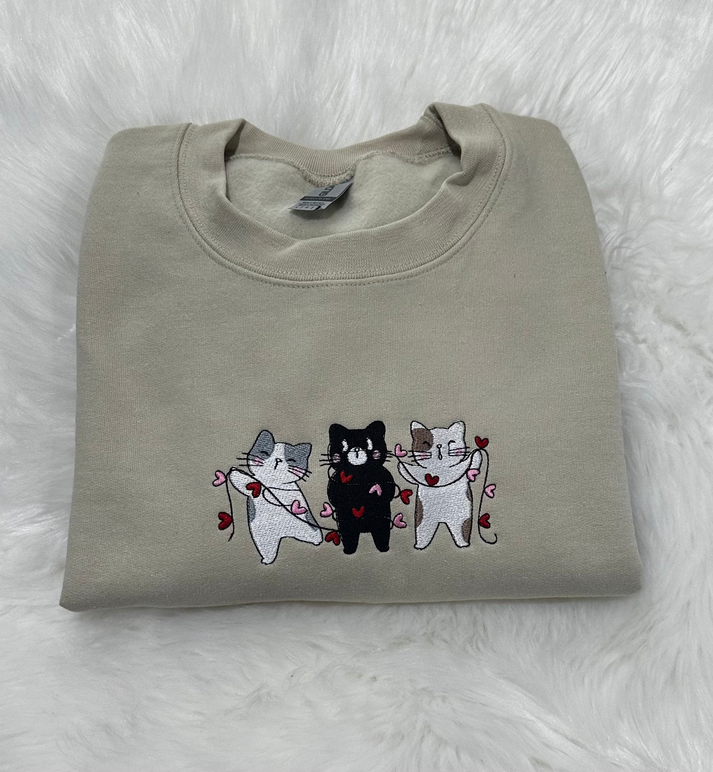 Cute Cat Embroidered Sweatshirt