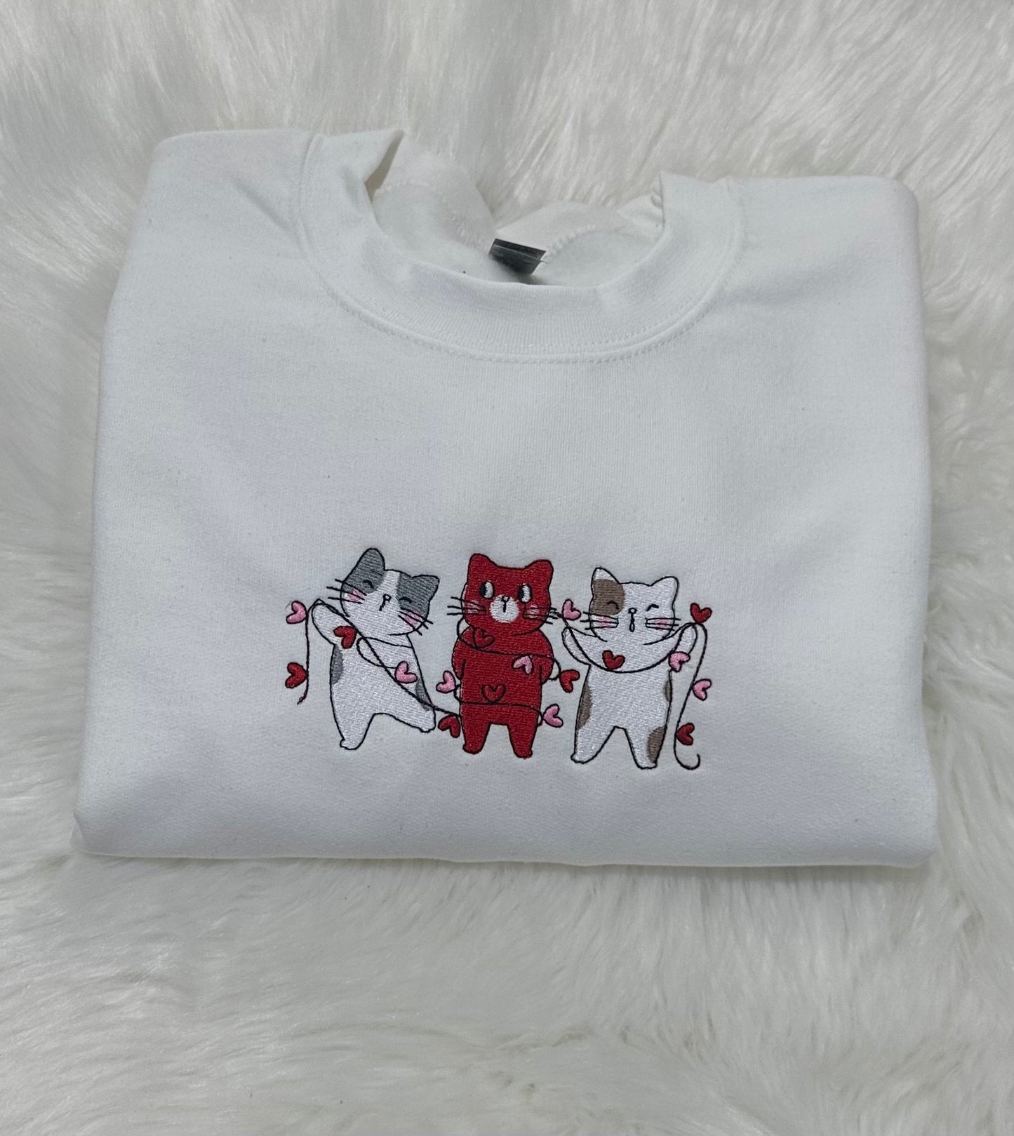 Cute Cat Embroidered Sweatshirt