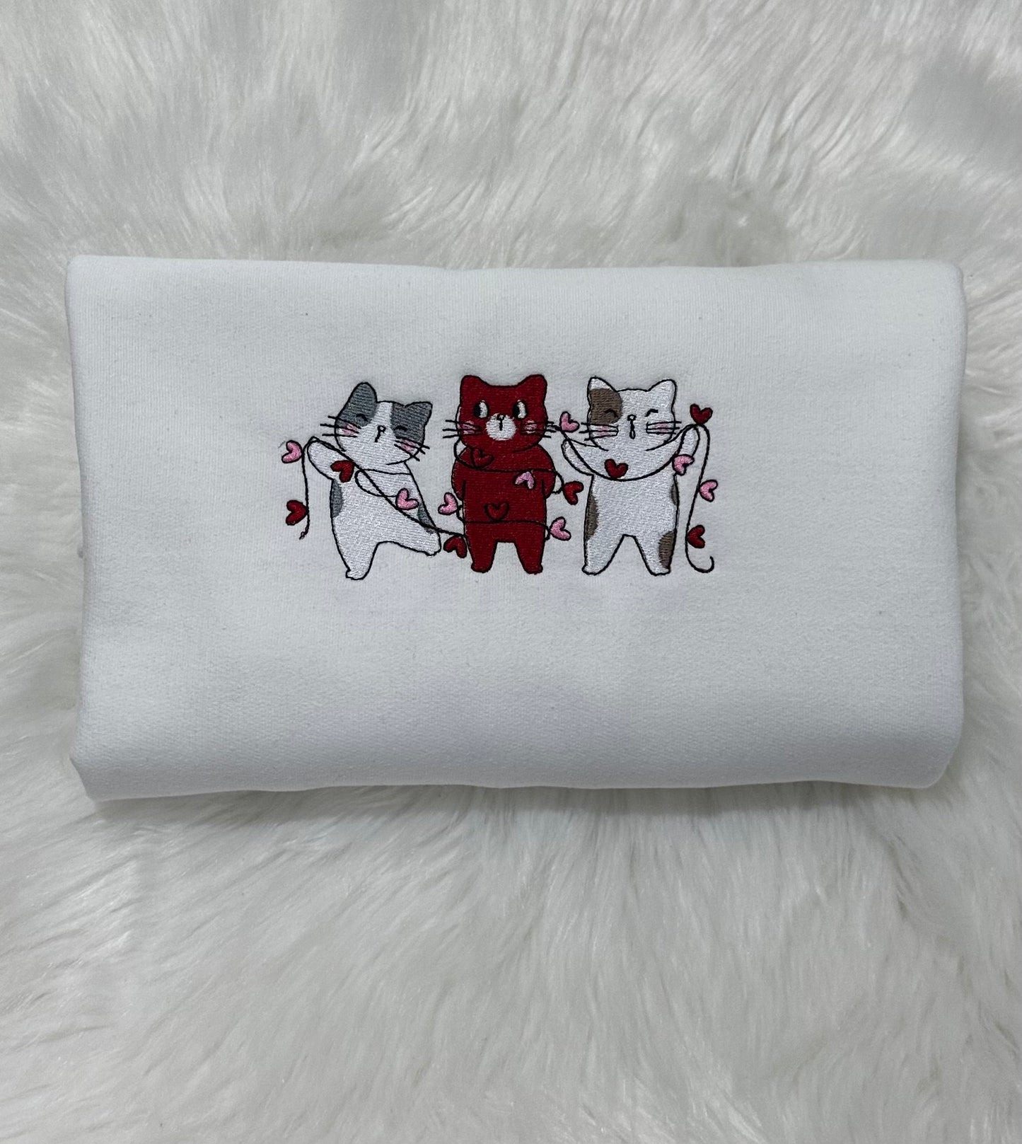 Cute Cat Embroidered Sweatshirt