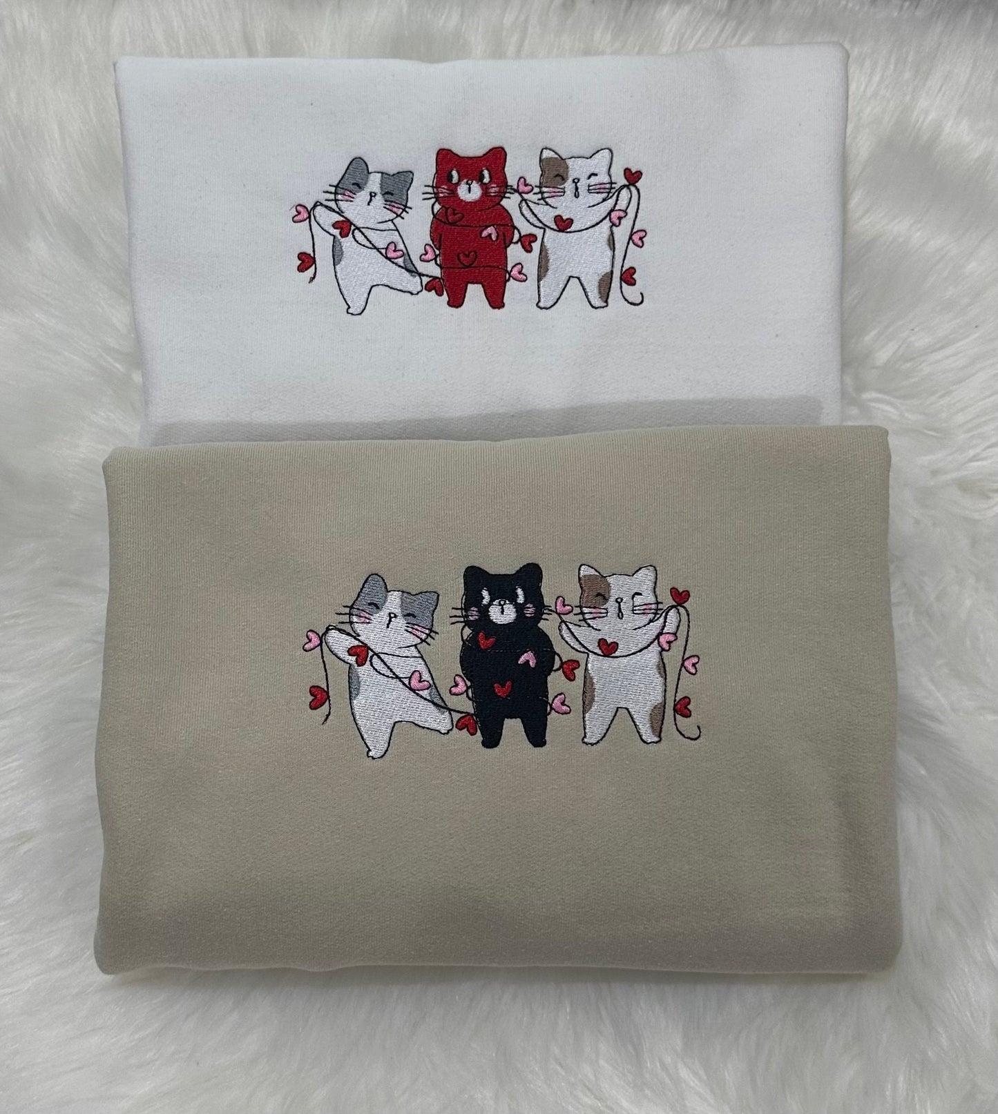 Cute Cat Embroidered Sweatshirt