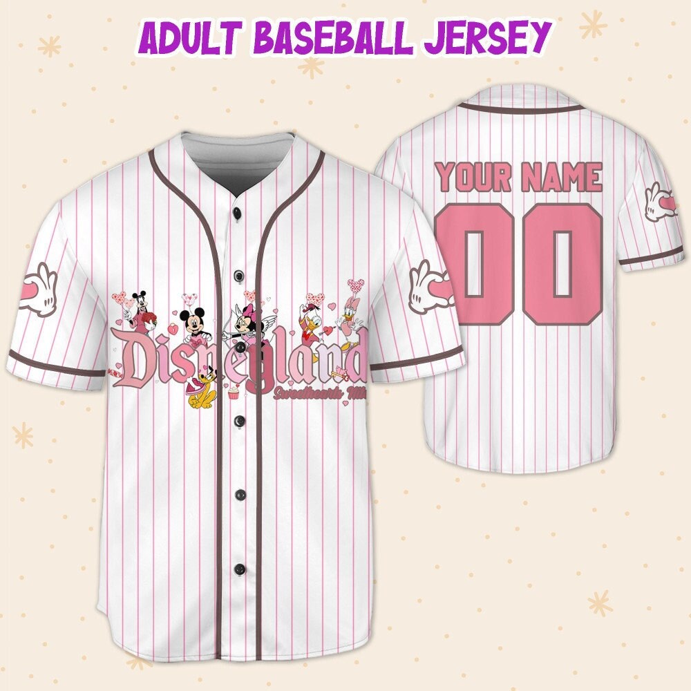 Personalize Disney Mickey Friends Disneyland Baseball Jersey for Kids, Youth, Adult