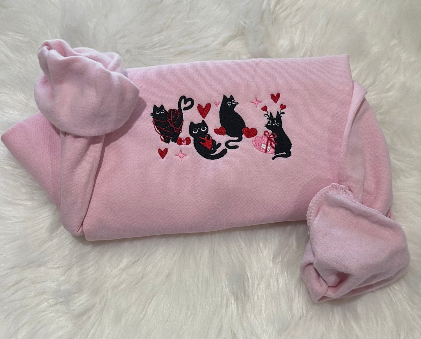 Cat Love Embroidered Sweatshirt