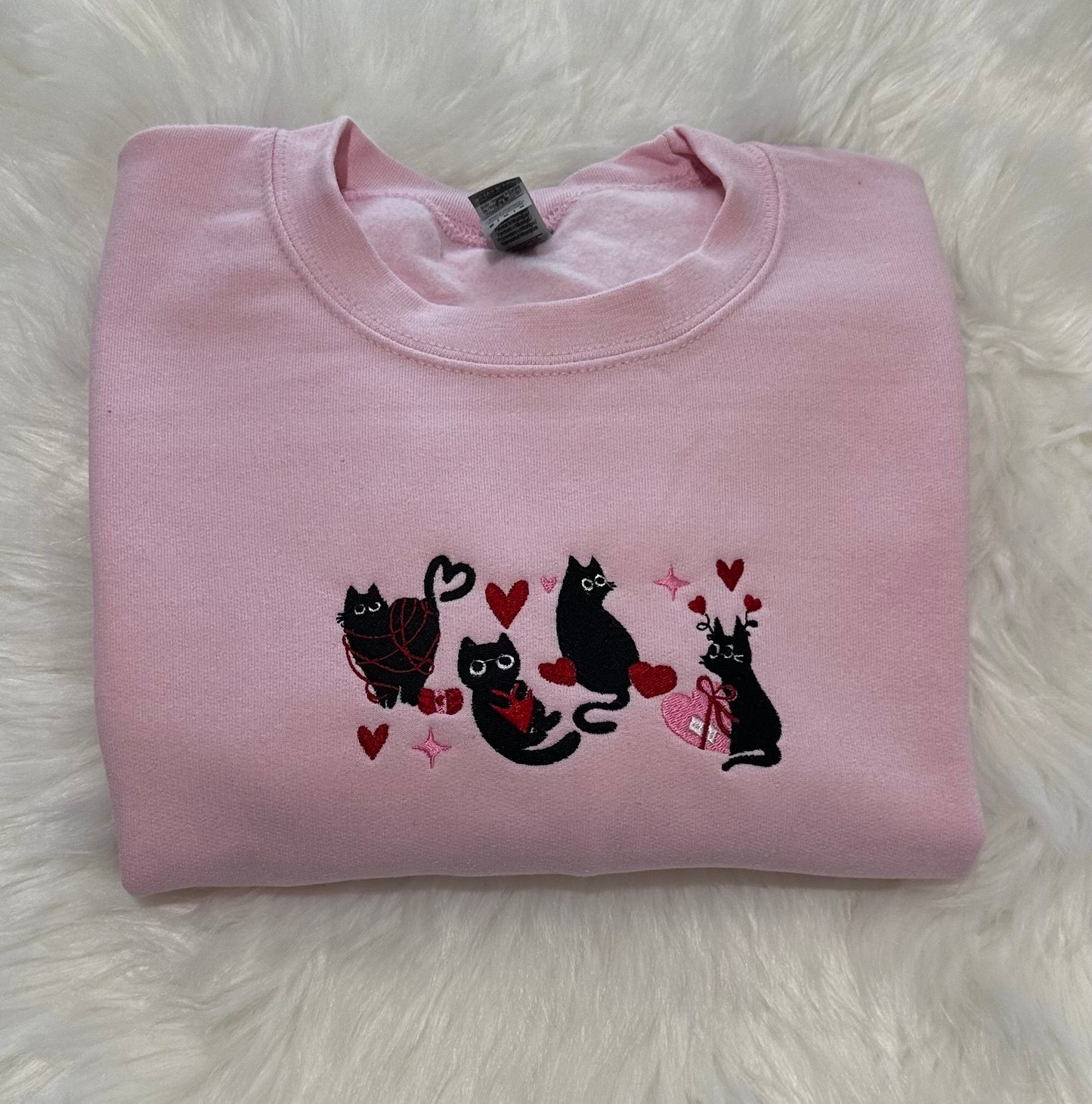 Cat Love Embroidered Sweatshirt