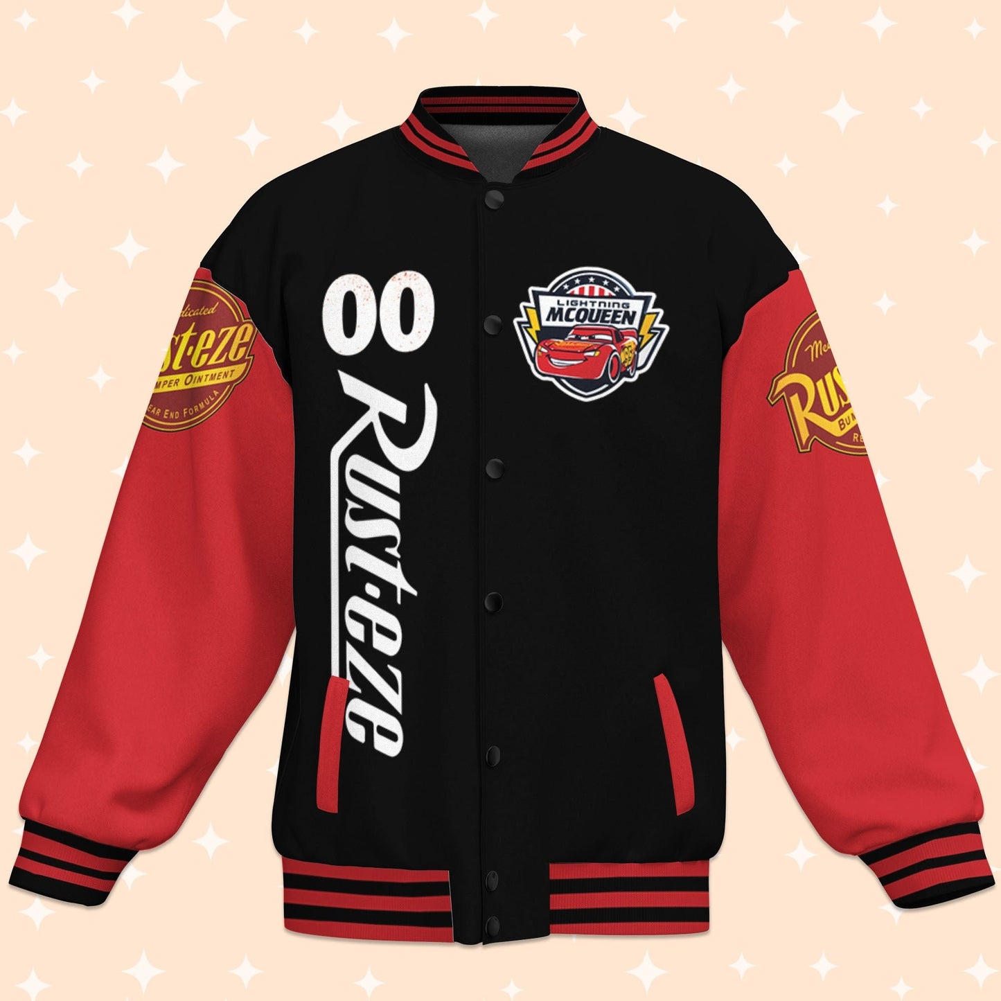 Custom Cars Lightning McQueen Black Varsity Jacket