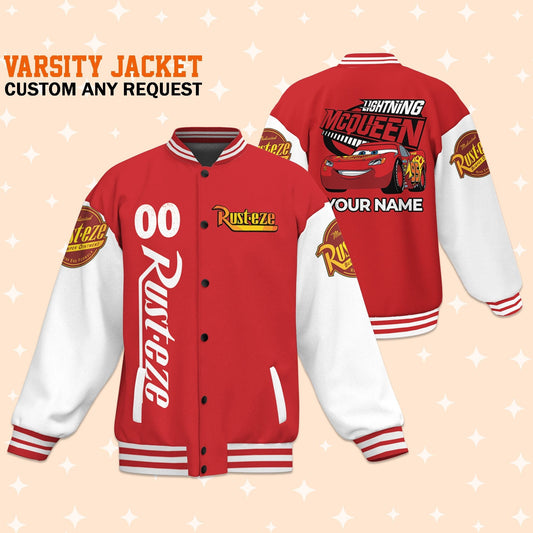 Custom Cars Lightning McQueen Rusteze Varsity Jacket