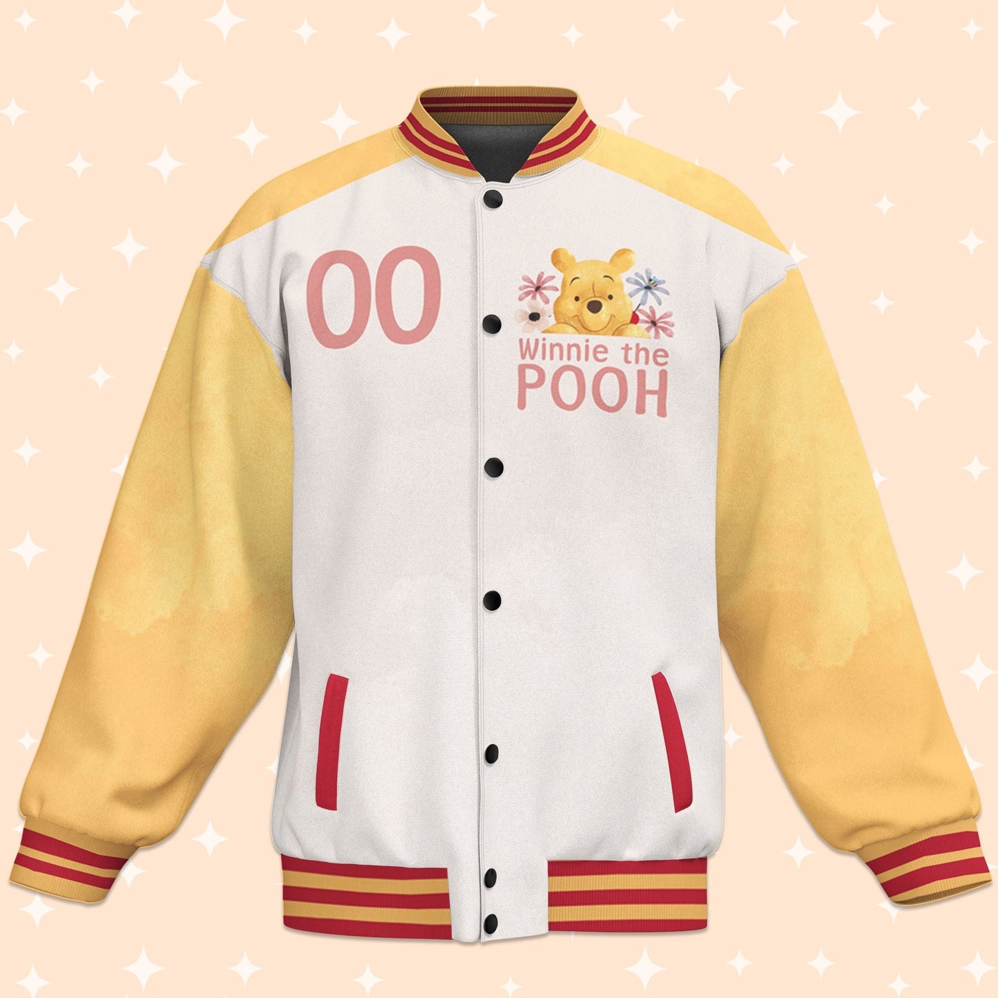 Custom Winnie the Pooh Flower Varsity Jacket