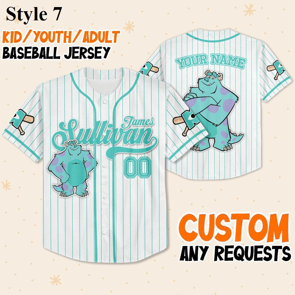 Custom Disney Monster Inc Baseball Jersey Team