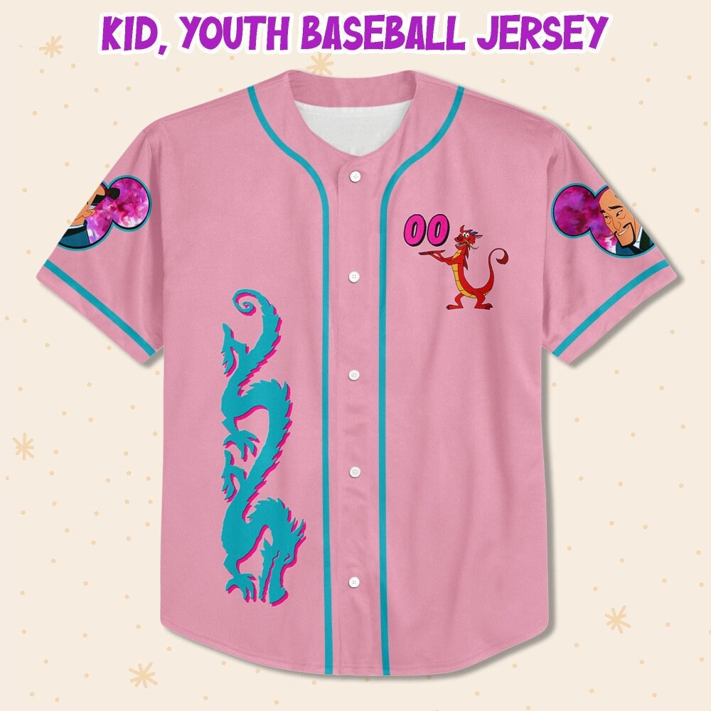 Custom Disney Mulan Baseball Jersey for Kids, Youth, Adult