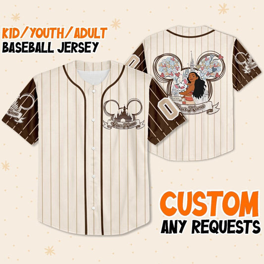 Personalize Disney Moana Baseball Jersey for Kids, Youth, Adult