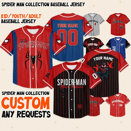 Personalize Disney Spider Man Baseball Jersey for Kids, Youth, Adult