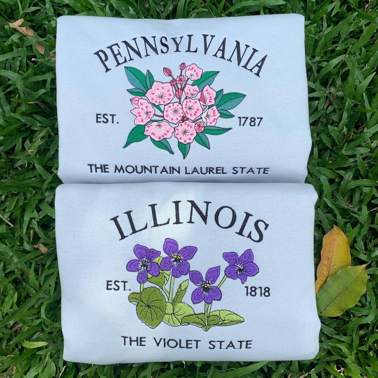 Custom US State Flowers Embroidery Sweatshirt