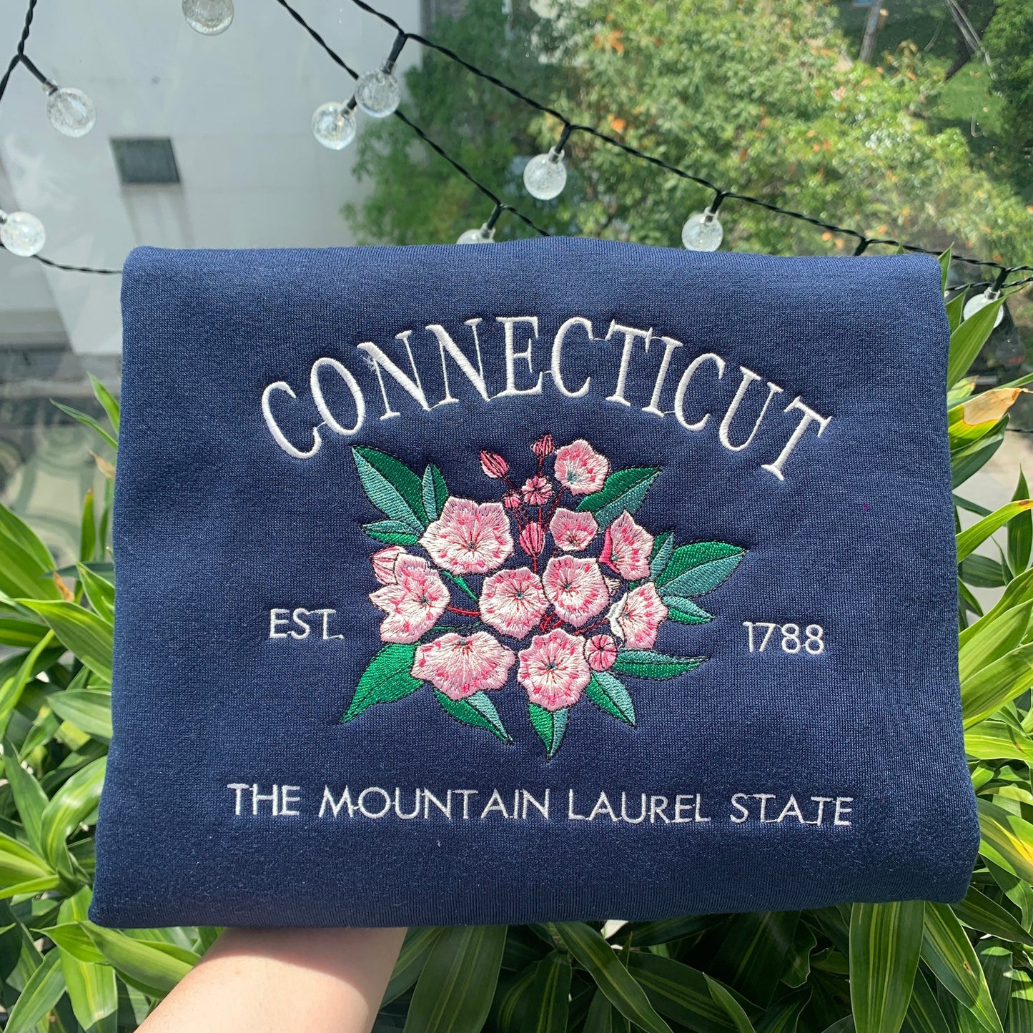 Custom US State Flowers Embroidery Sweatshirt