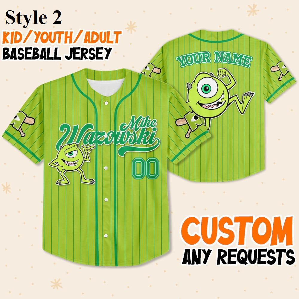 Custom Disney Monster Inc Baseball Jersey Team