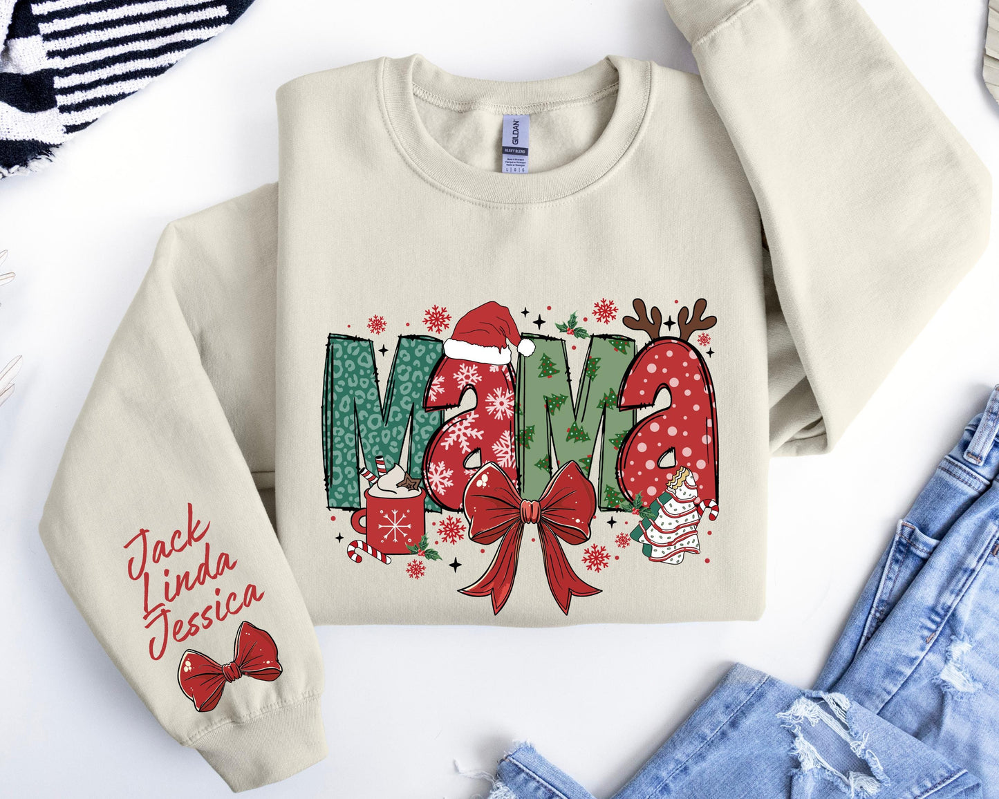 Custom Christmas Mama Sweatshirt