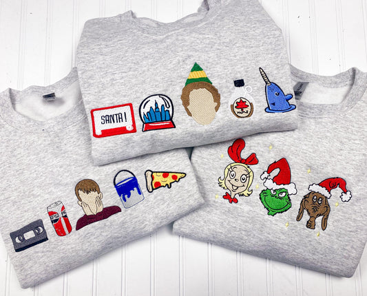 Elf | Home Alone | Grinch movie embroidered swatshirt