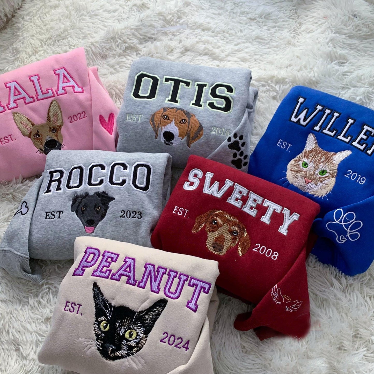 Personalized Embroidered Pet Face and Name Est Sweatshirt for Pet Lovers