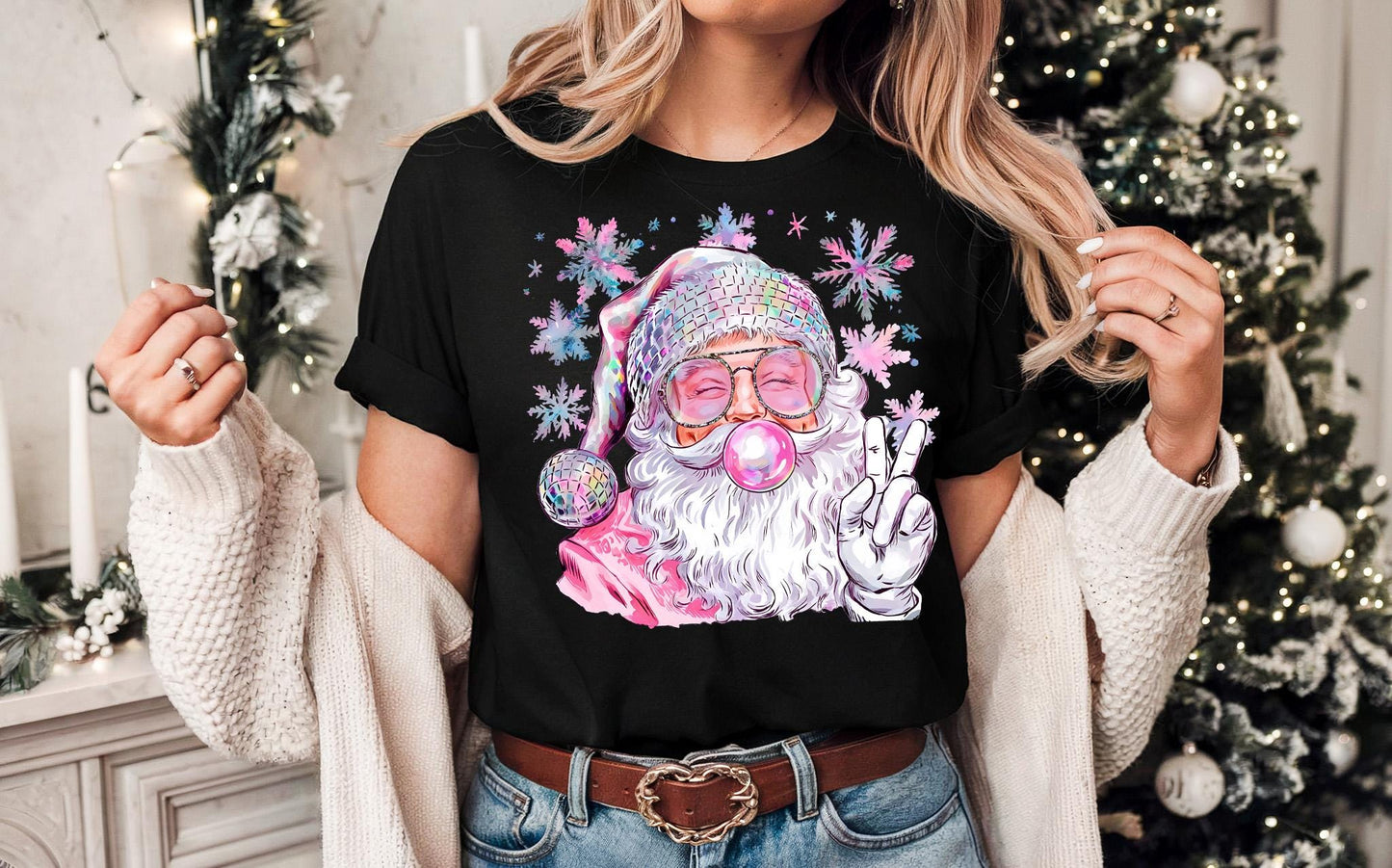 Retro Santa Christmas Blowing Bubble Sweatshirt