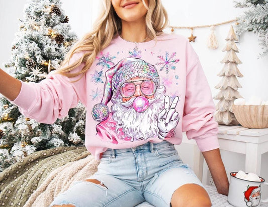 Retro Santa Christmas Blowing Bubble Sweatshirt