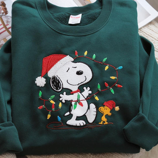 Christmas Snoopy Embroidered Sweatshirt